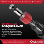 Torque Screwdriver with Hex head and T-handle, 10-50 in-lb - ±6% Accuracy