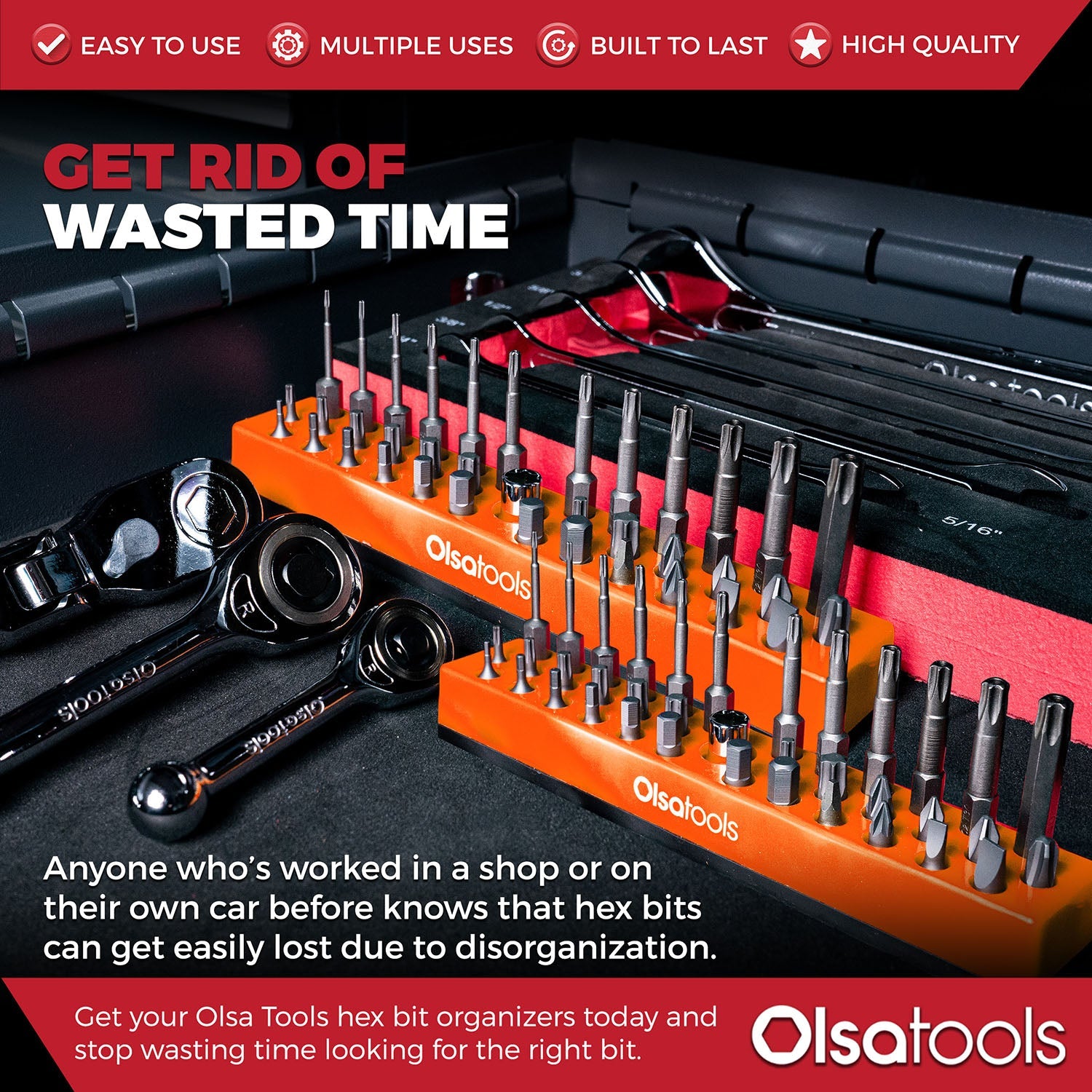 Magnetic Hex 1/4" Bit Organizer