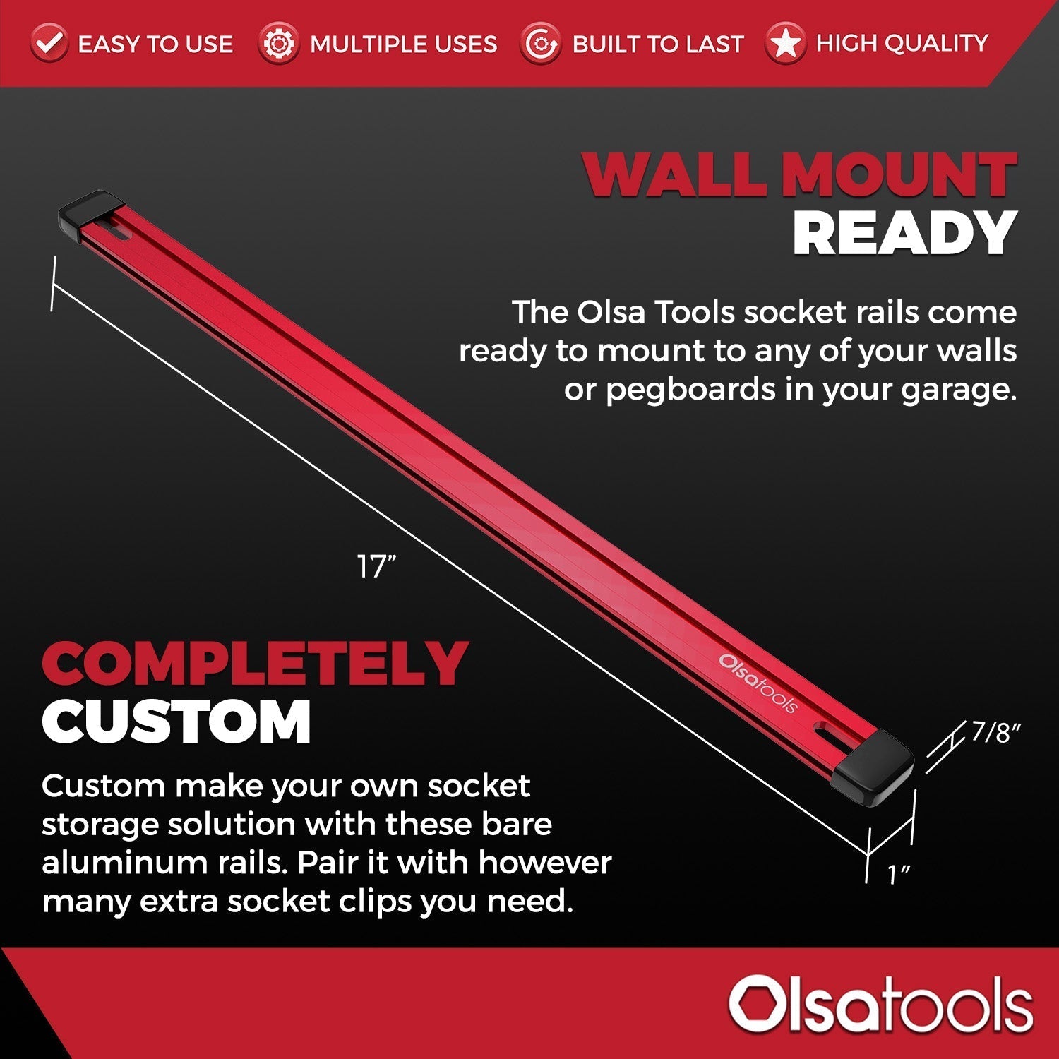Empty Aluminum Socket Rail - Make Your Own Socket Organizer
