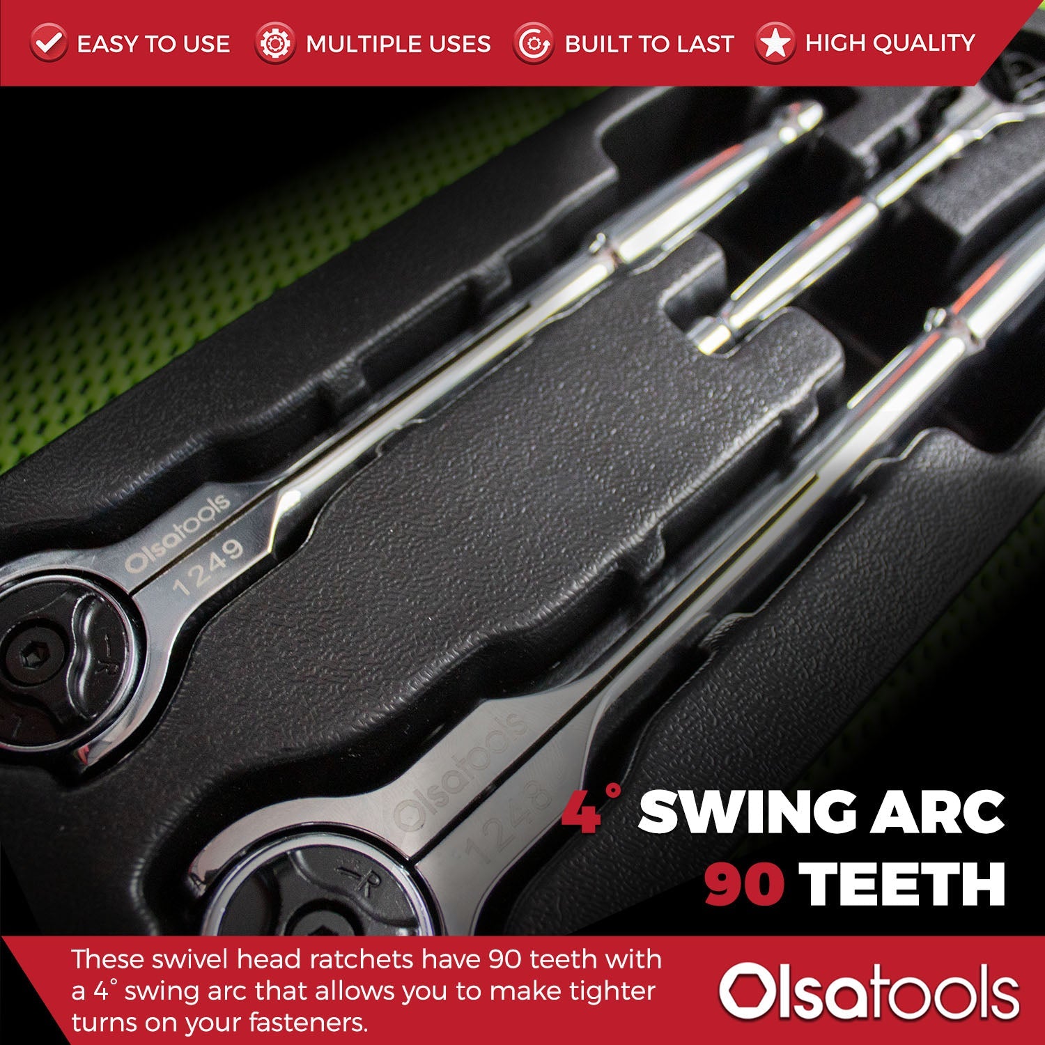 Swivel Head Ratchet - 90 Tooth Round Head