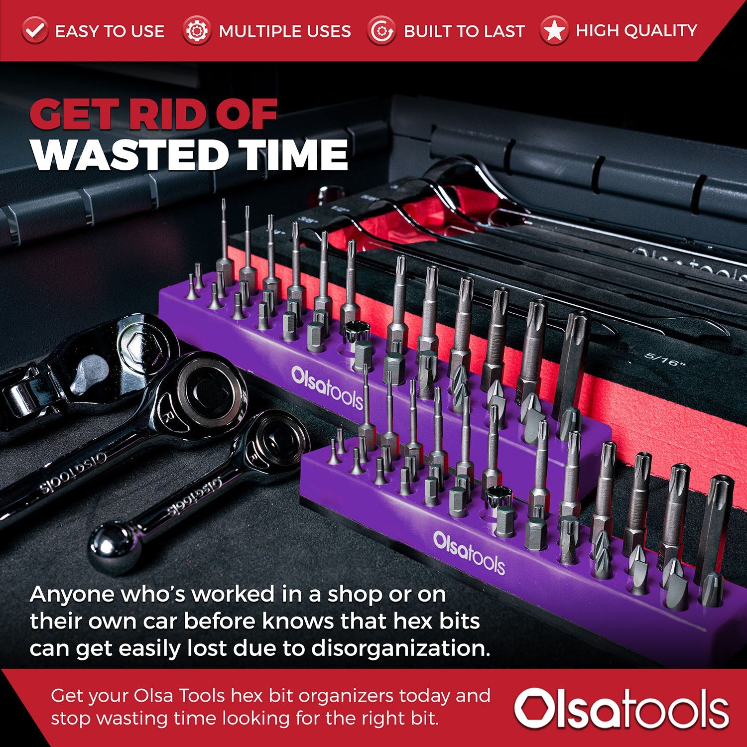 Magnetic Hex 1/4" Bit Organizer