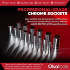 3-Row Magnetic Socket Holder + Chrome and Impact Sockets