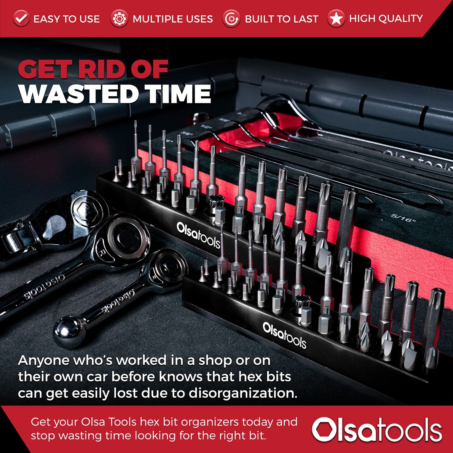 Magnetic Hex 1/4" Bit Organizer