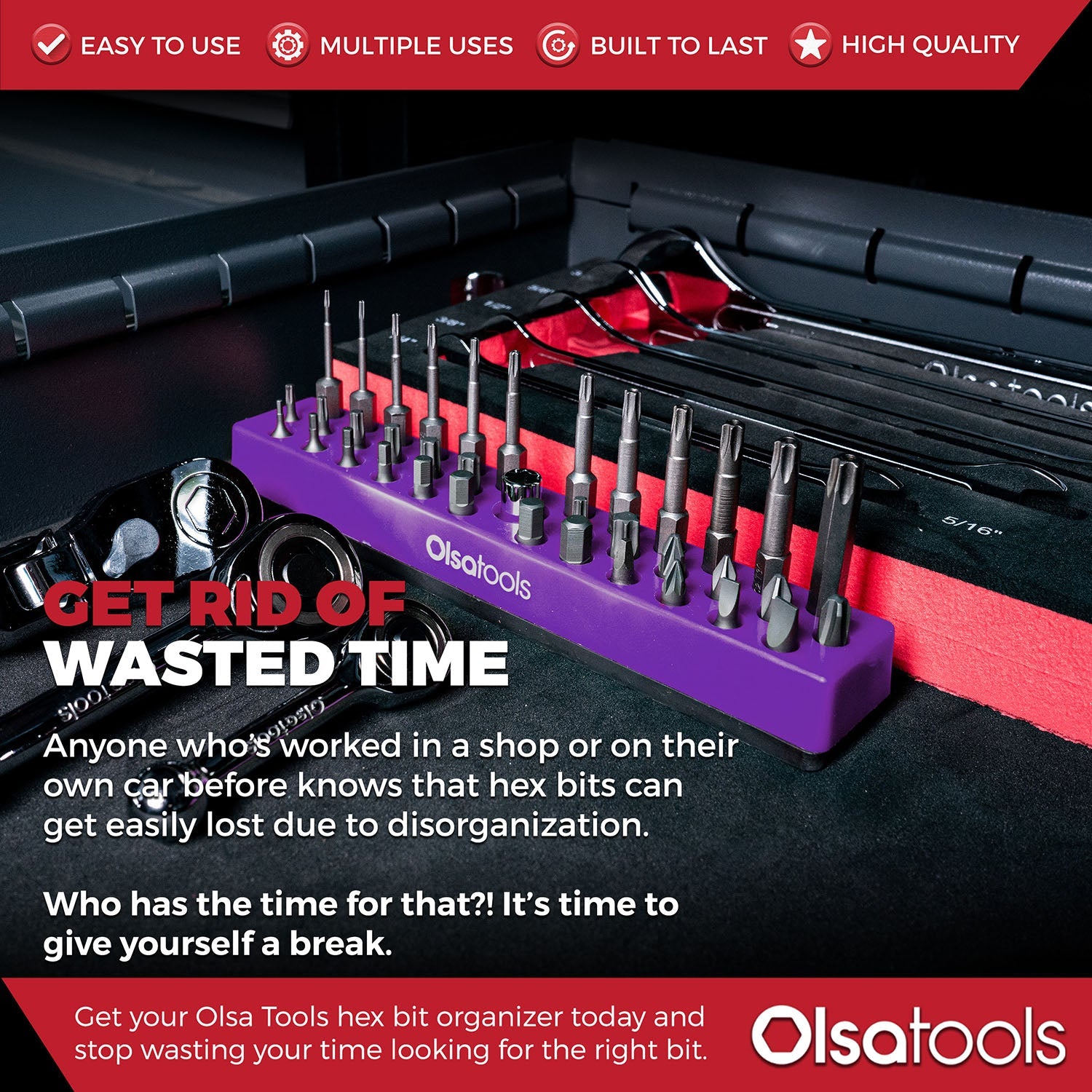 Magnetic Hex 1/4" Bit Organizer