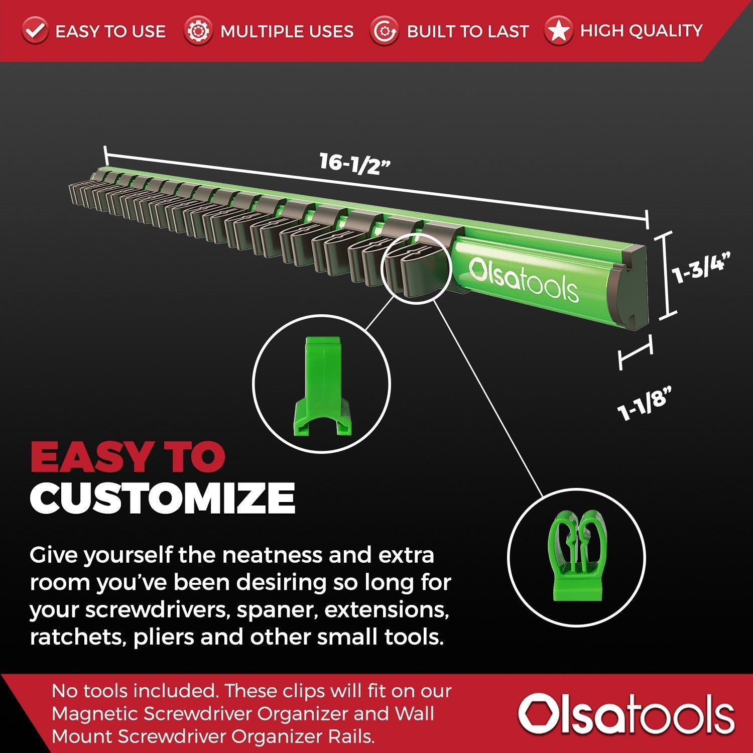 Magnetic Screwdriver Organizer Extra Clips | 10-Pack