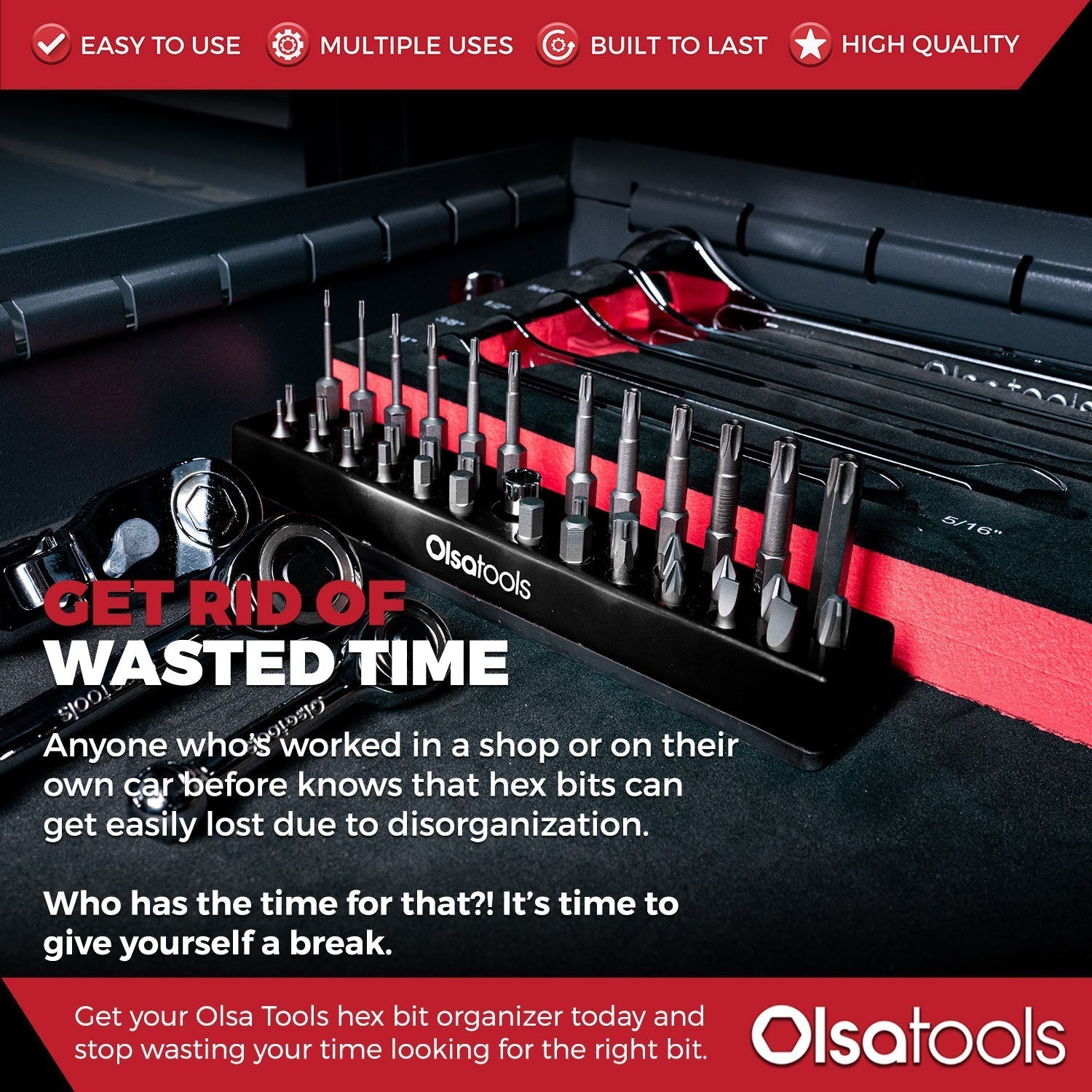 Magnetic Hex 1/4" Bit Organizer