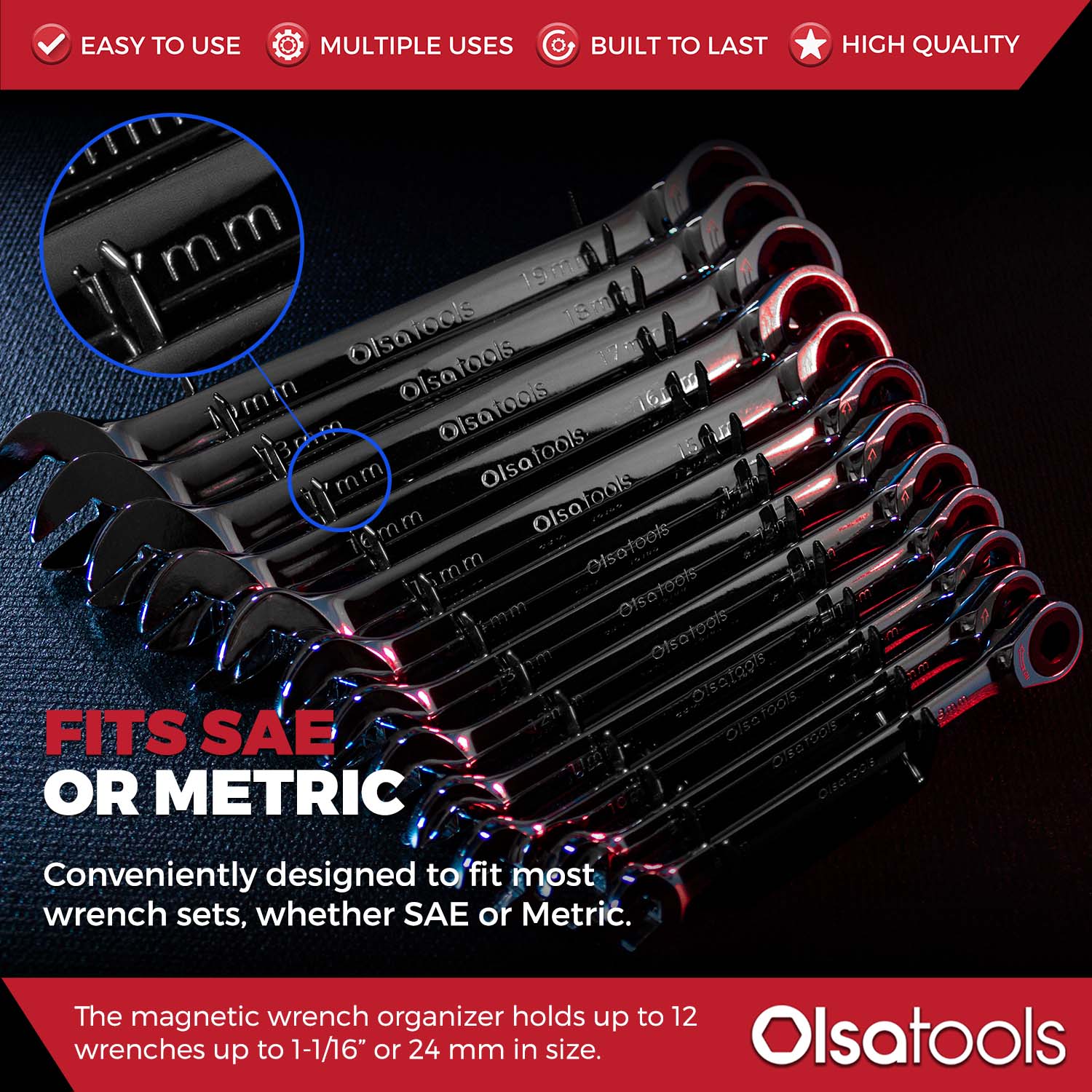 Magnetic Metal Wrench Organizer