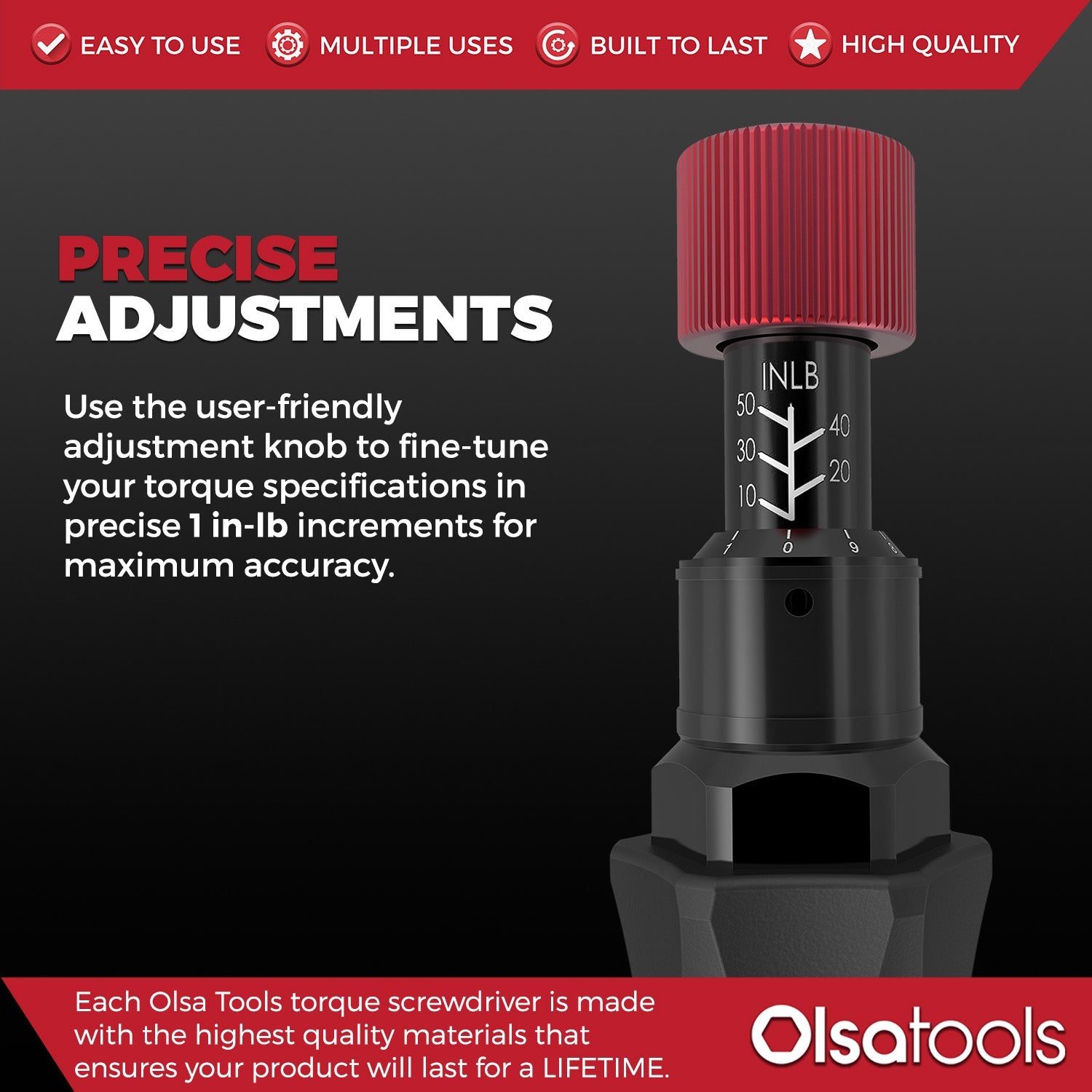 Torque Screwdriver with Hex head and T-handle, 10-50 in-lb - ±6% Accuracy