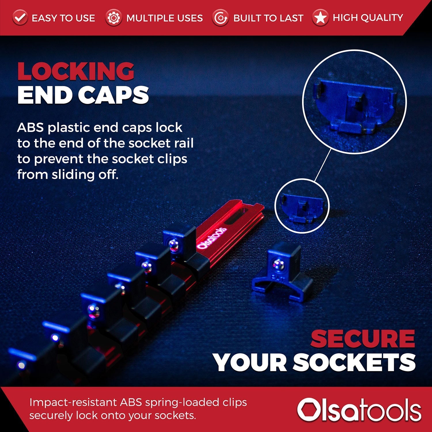 Aluminum Socket Organizer Rails with Locking End Caps