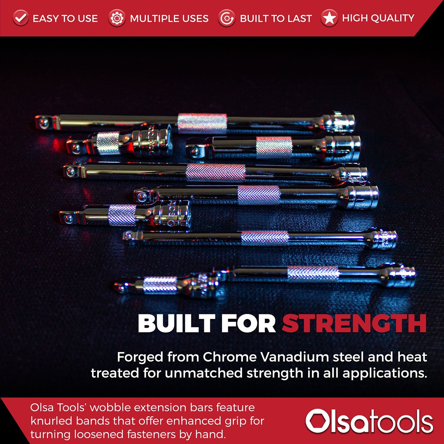 Wobble Socket Extension Set (9pc) | 1/2, 3/8, 1/4" Drive Ratchet Extension Bars