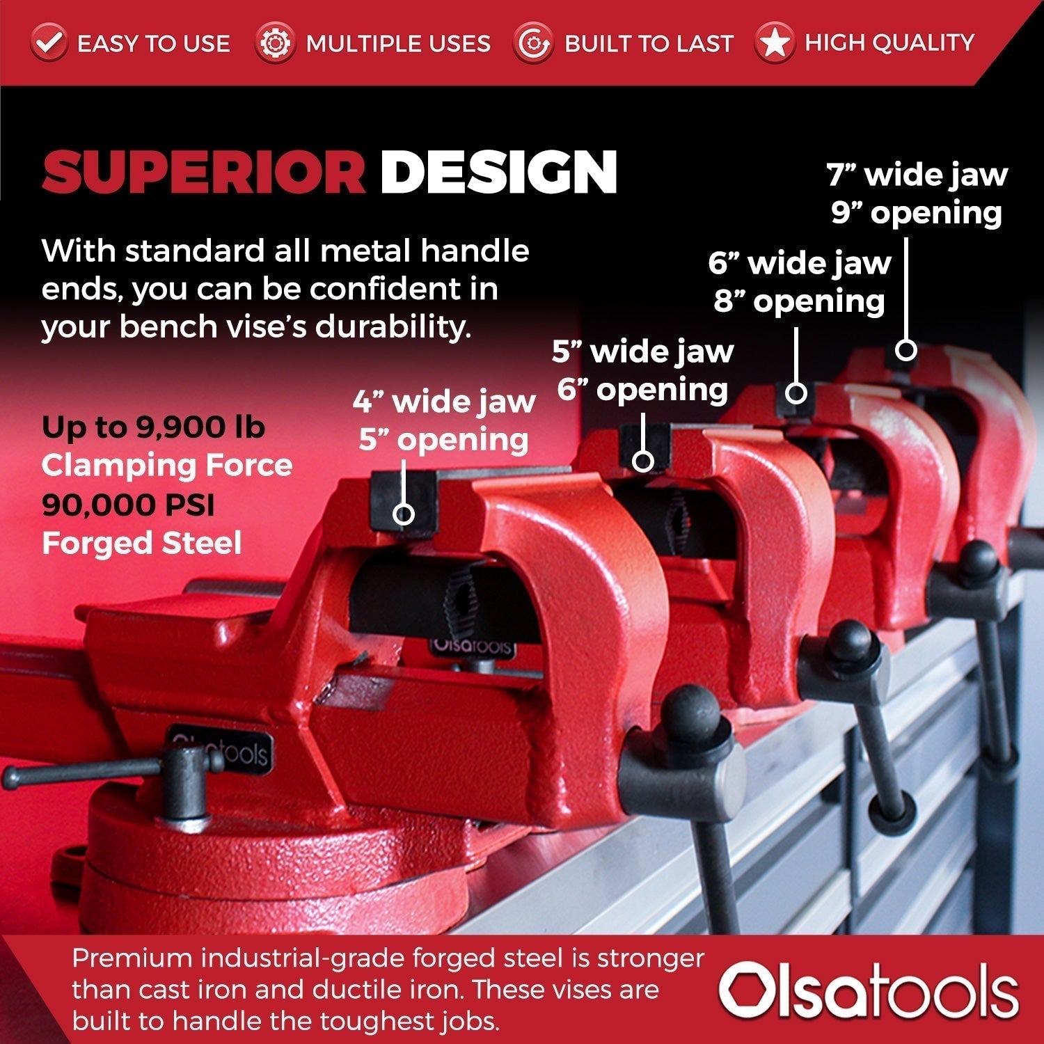 Bench Vises | 360° Swivel Base | Forged Steel