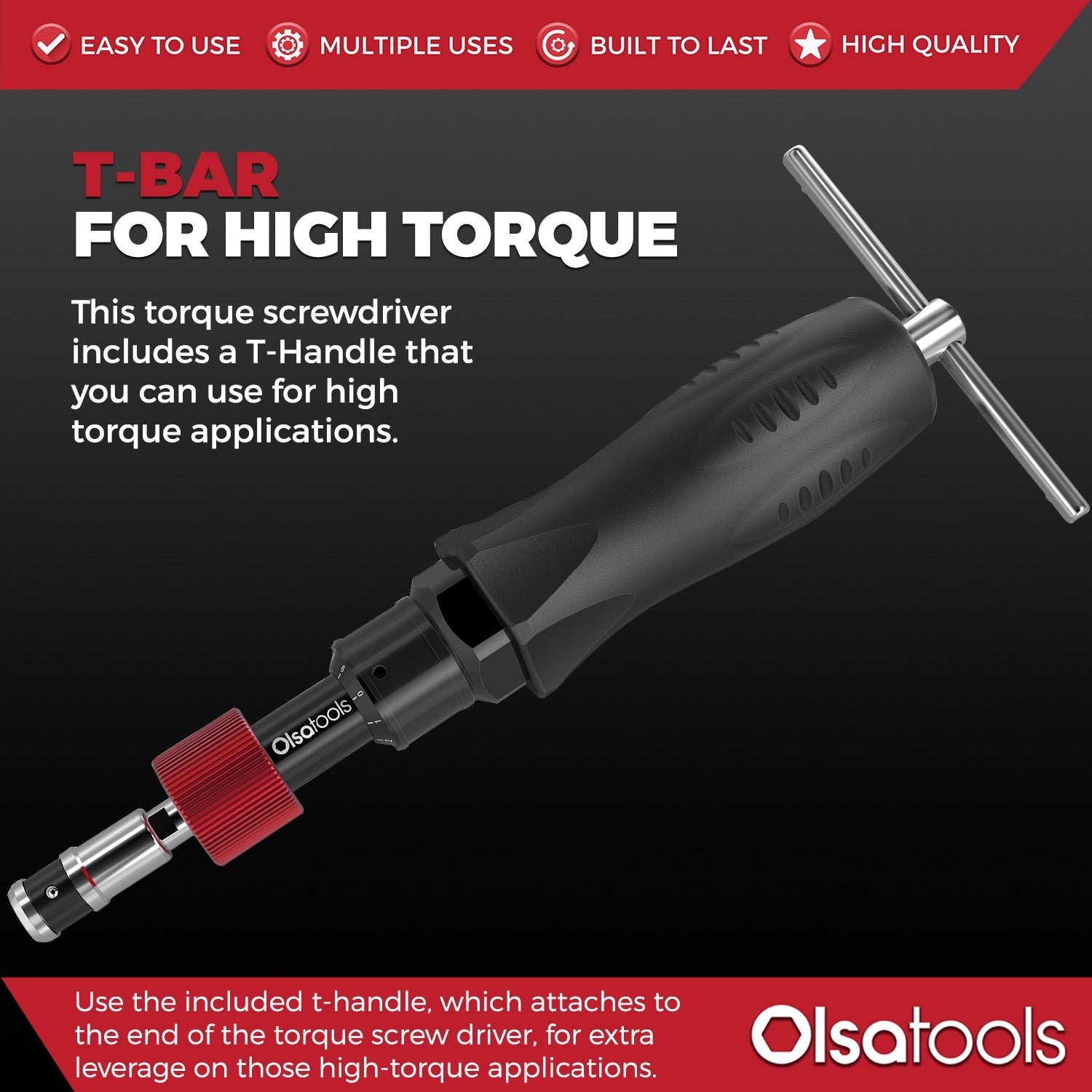 Torque Screwdriver with Hex head and T-handle, 10-50 in-lb - ±6% Accuracy