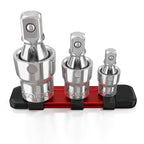 3pc Universal Joint Set, Socket Adapter 1/2", 3/8", and 1/4" drive